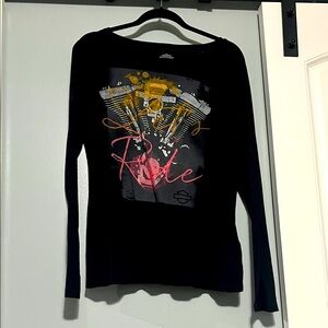 Harley Davidson Black Long Sleeve Graphic Tee